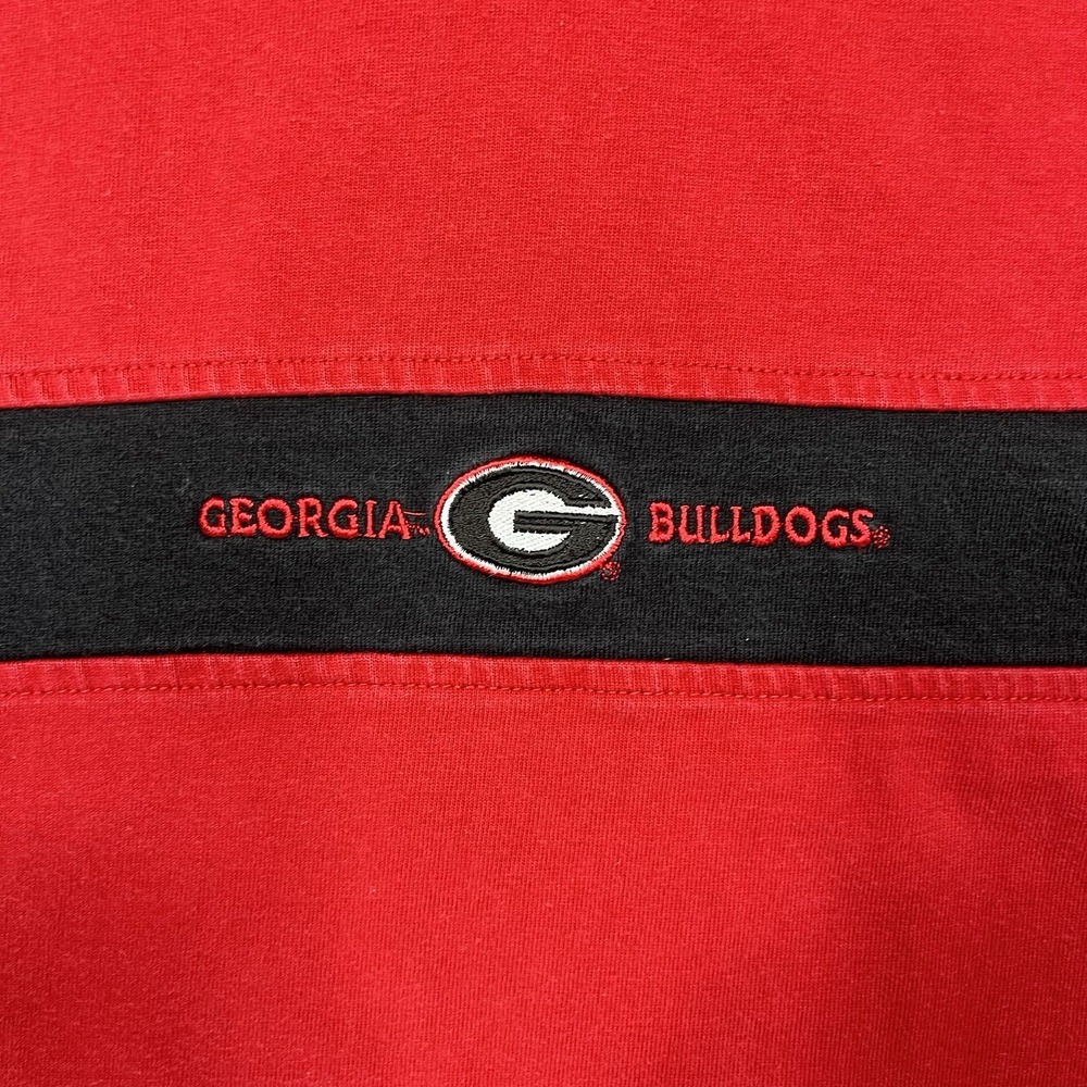 Vintage University of Georgia Bulldogs Rugby Shirt Mens L Red Black Striped SEC - Picture 5 of 14